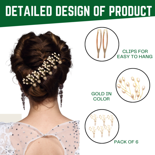 ACCESSOZONE  HAIR CLIPS PACK OF 6 GOLDEN - Image 4